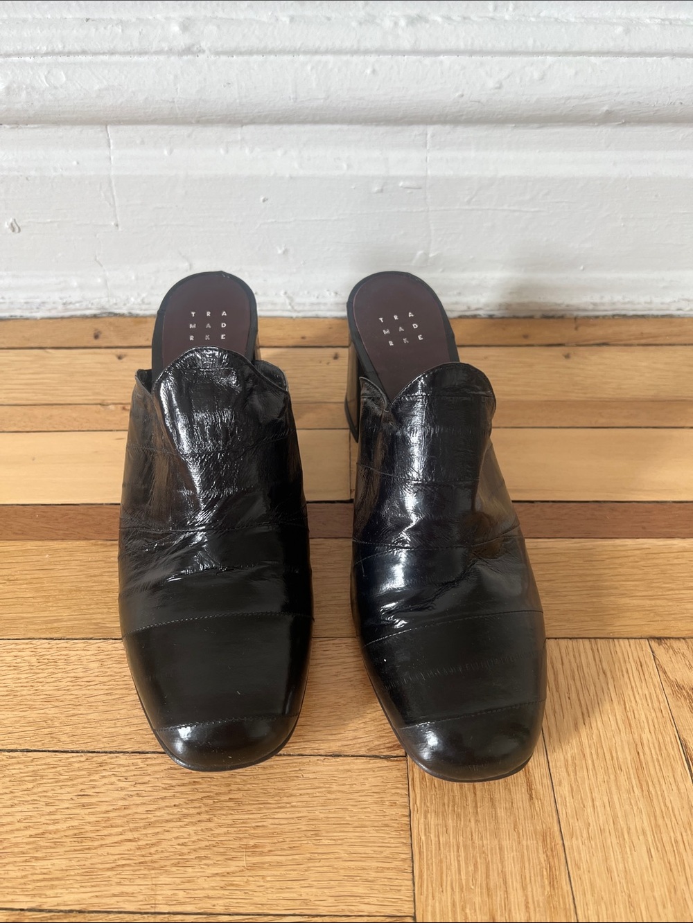 Women’s Trademark Black Leather Slip-On Mules